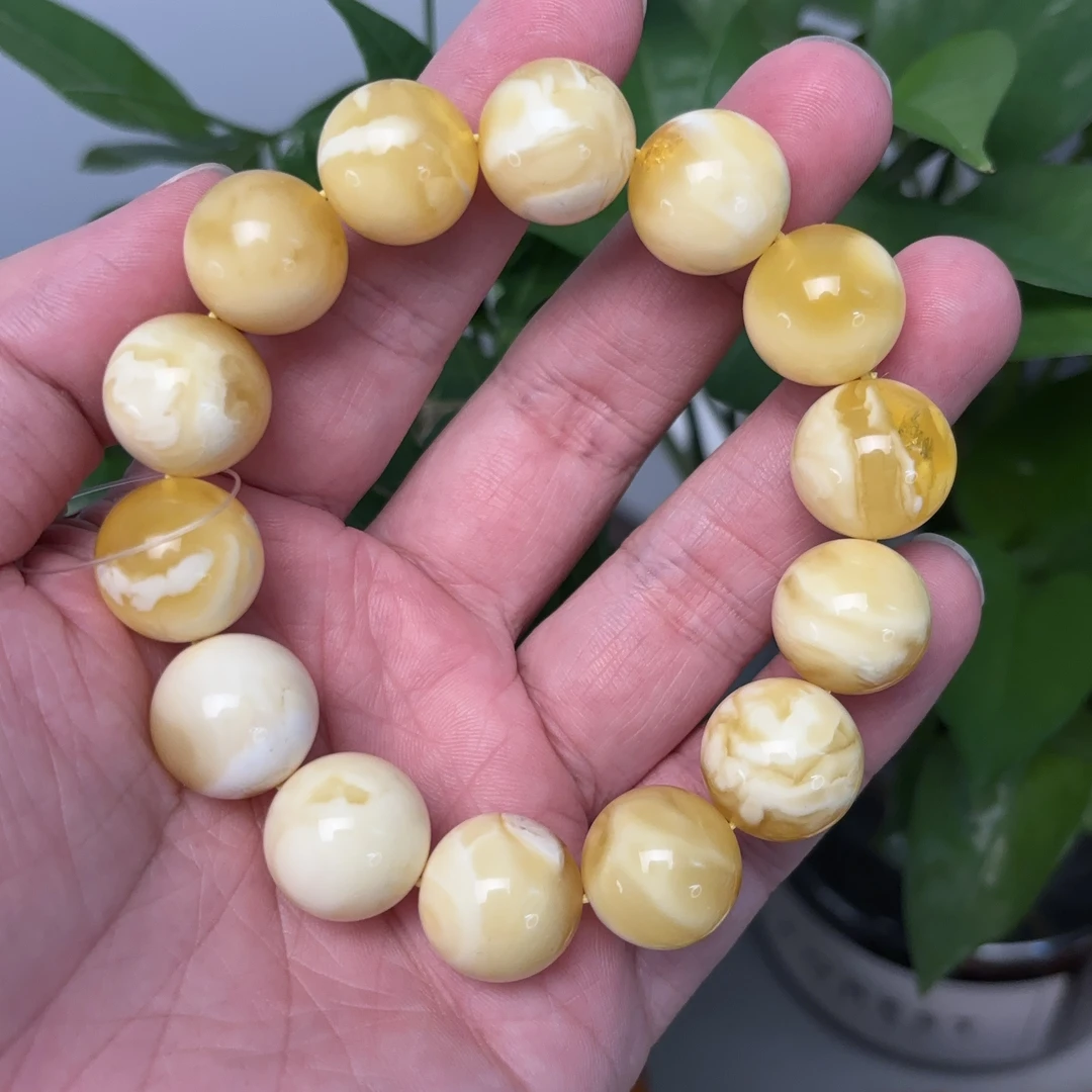 A22 蜜蜡手串 收藏臻品俄白蜡手串 30.82克 15+mm 天然白蜜俄料