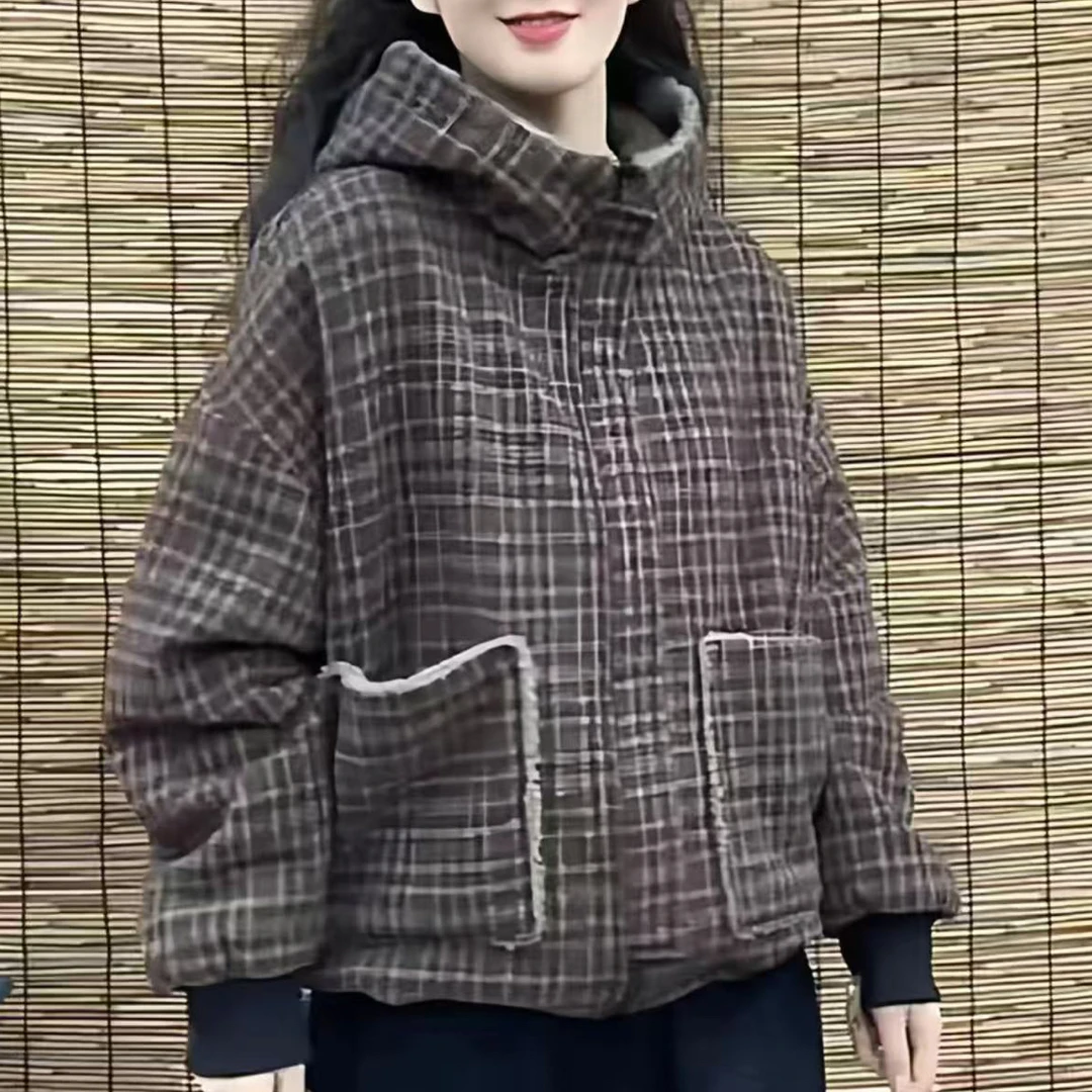 羽8888-秋冬款两面穿拼格奥利绒棉服外套