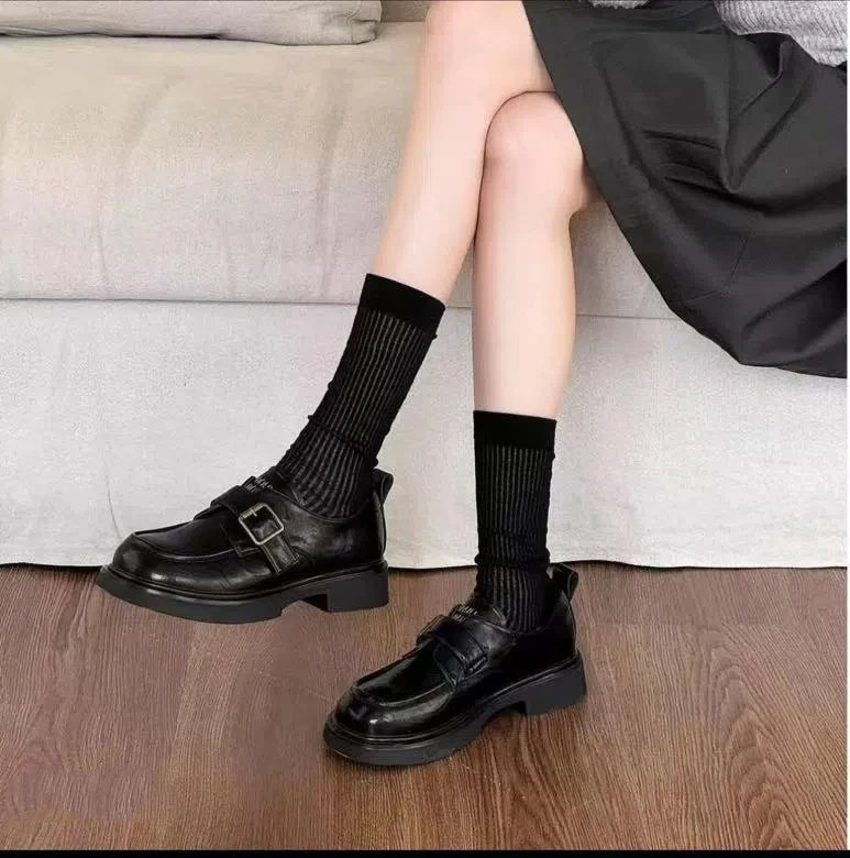 6106大码真皮乐福鞋时尚秋季新款气质大码女鞋百搭复古不显脚大