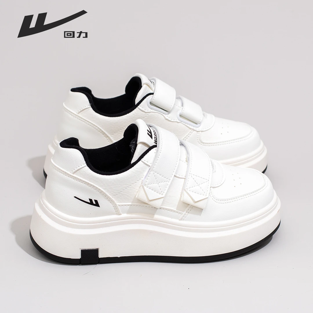 回力厚底板鞋女2025夏季新款透气魔术贴面包鞋学生百搭休闲小白鞋