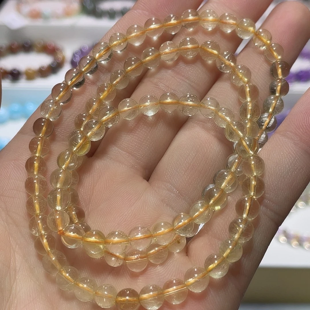 水晶手链未镶嵌金发晶三圈5.8