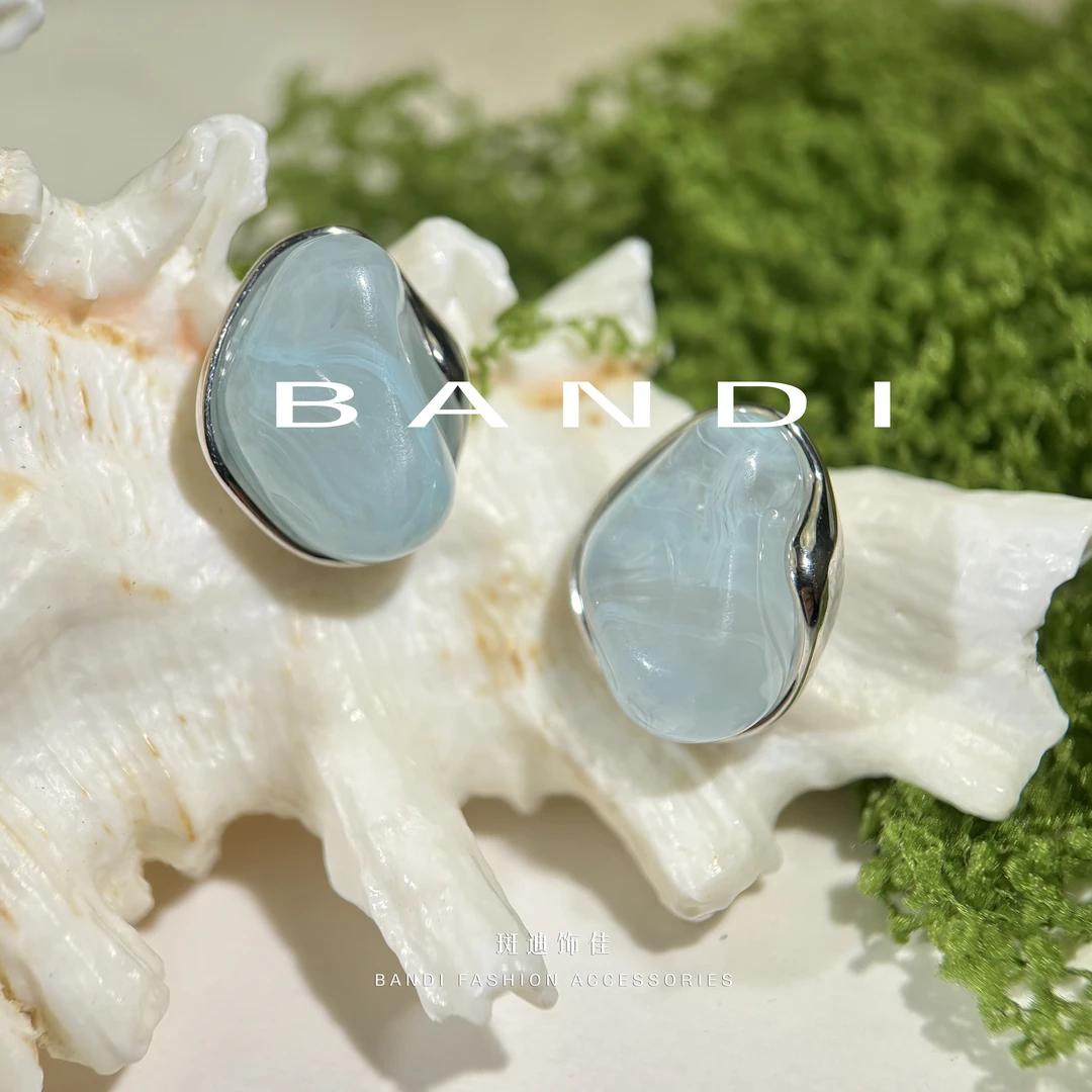 铜合金树脂耳饰 BANDI 深海系轻奢耳钉 s925银针 气质时尚