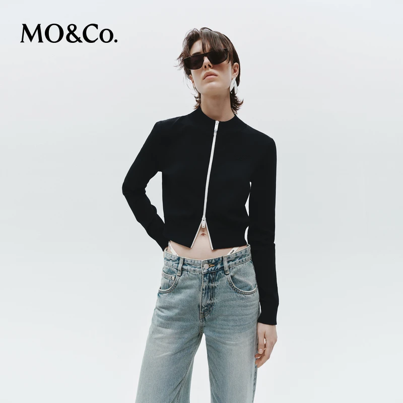 【达人专属】MOCO针织衫开衫春秋双开拉链短款干爽含醋酸MBD3CAR026