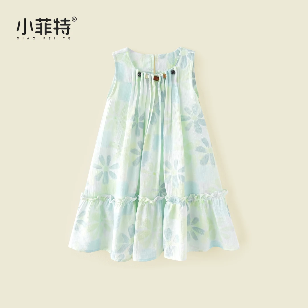 小菲特夏季新款女童印花吊带连衣裙韩版女宝宝公主裙子BGQX51679