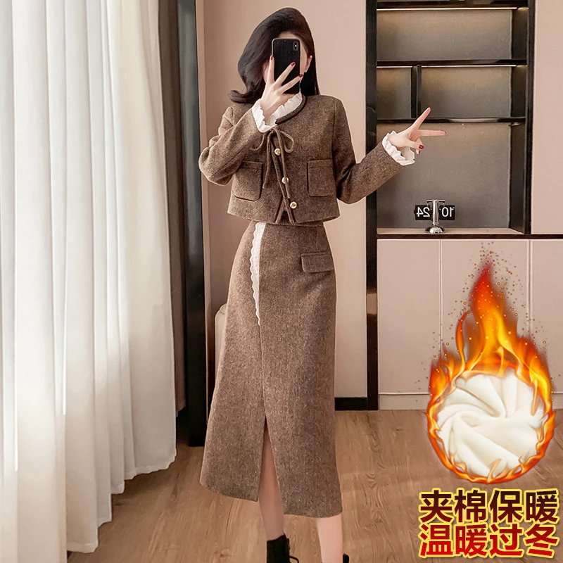 小香风时尚套装秋冬装2025秋季新款套装新款气质上衣半身裙两件套
