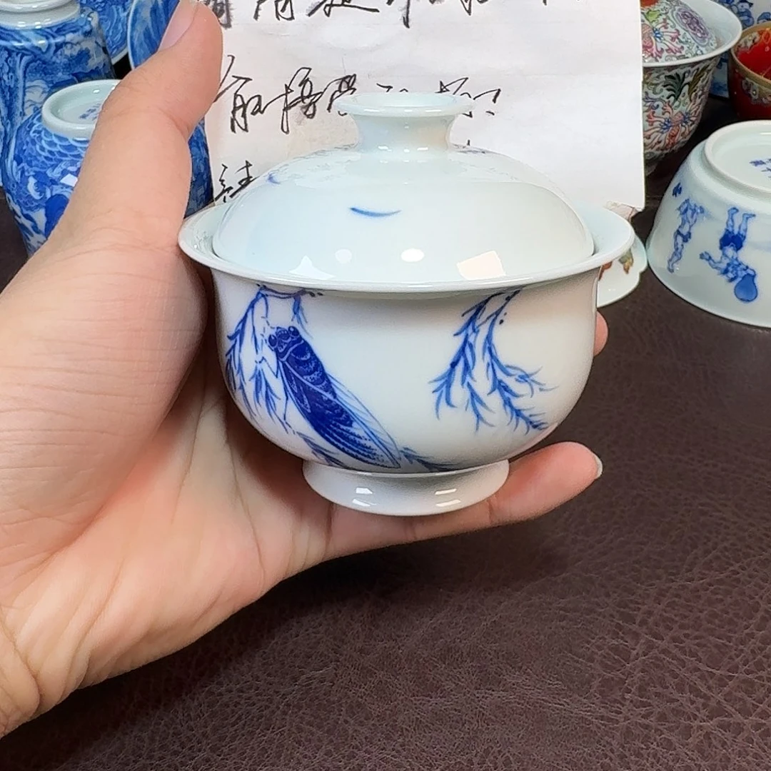 现代景德镇陶瓷盖碗