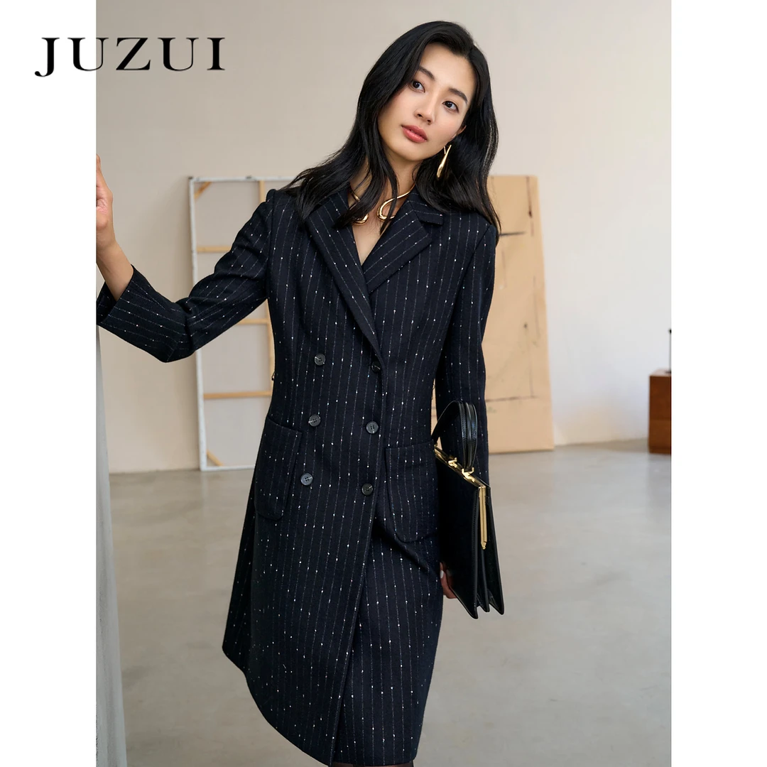 商场同款JZ玖姿智美通勤羊毛西装连衣裙女2025冬季新款JWED50001