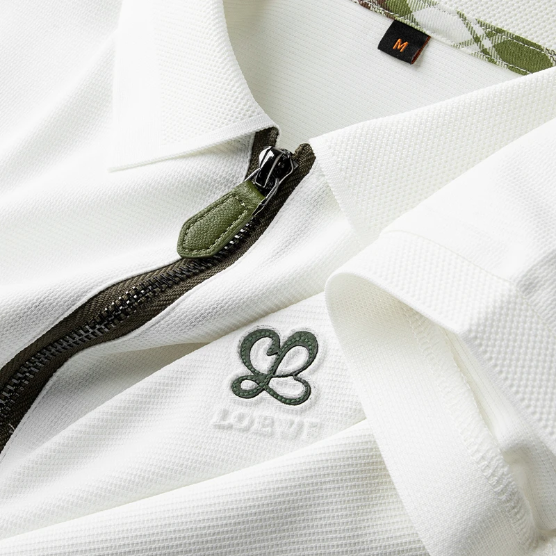 polo衫男士时尚华夫格半拉链2025新款夏季薄款商务休闲短袖t恤衫