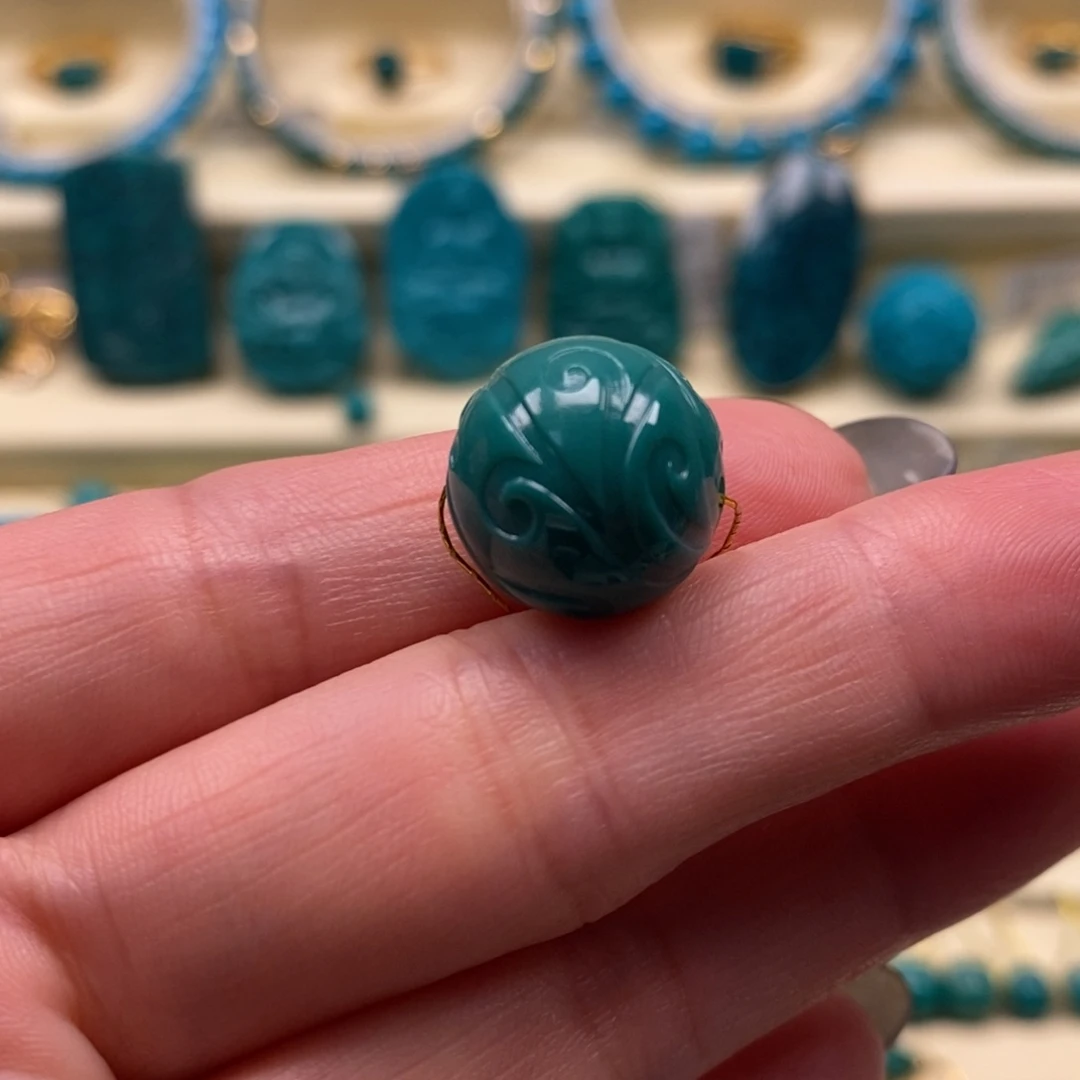 未镶嵌绿松石珠宝奇石直径14.4博古圆珠