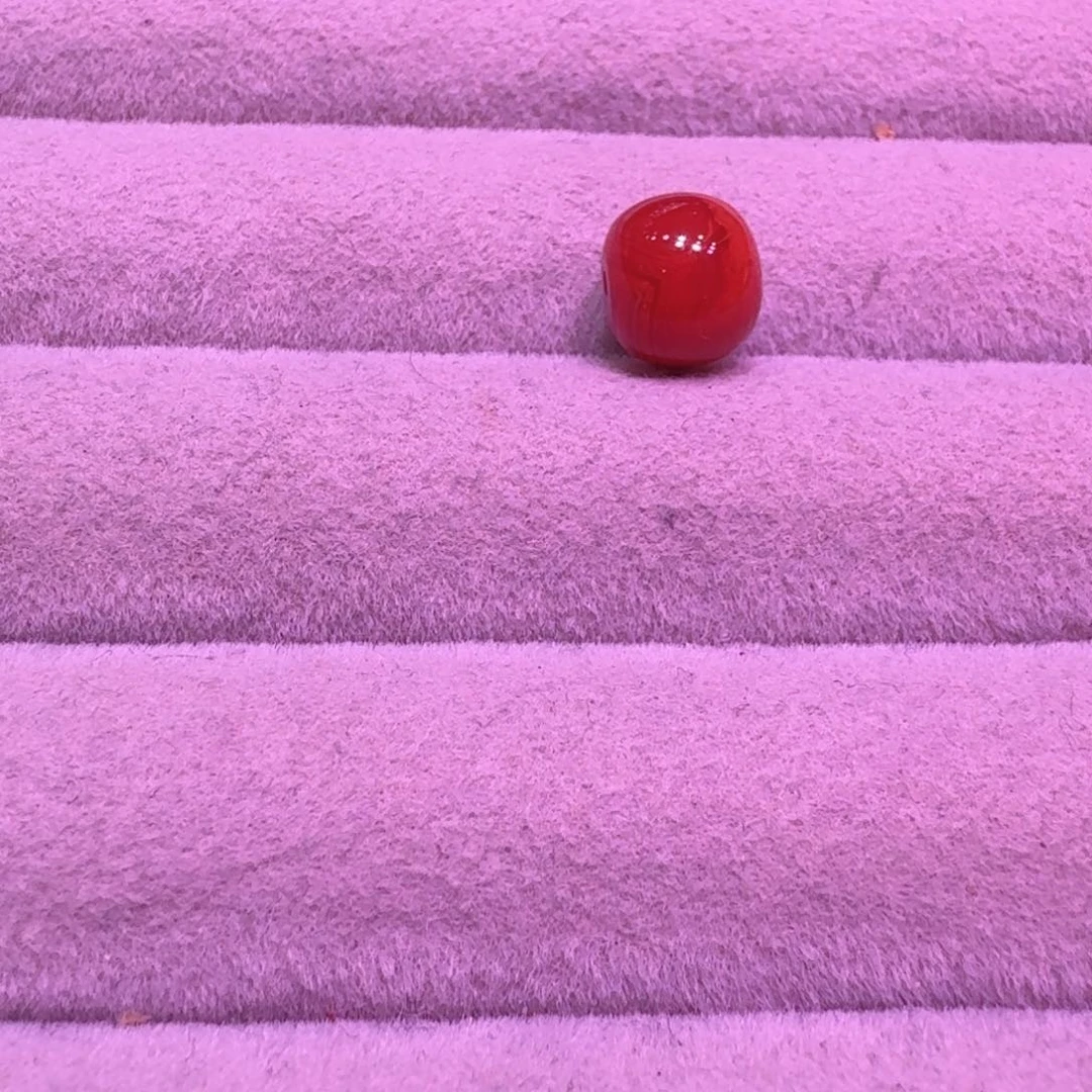 木质纯铜南红小桶珠一颗