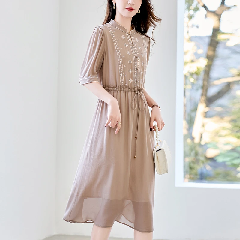 水墨佳人桑蚕丝真丝气质女装连衣裙82496522