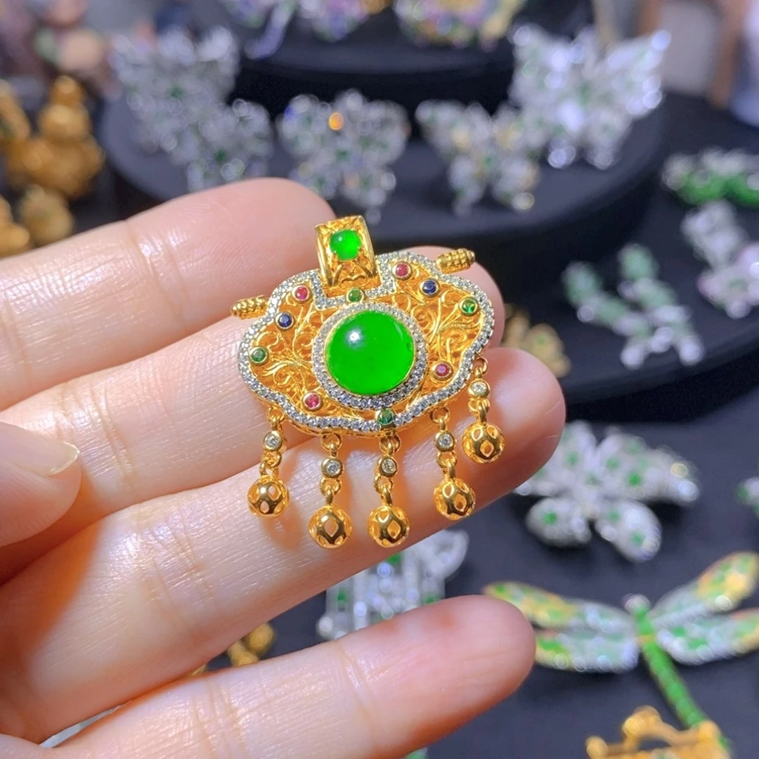 翡翠银S925镶嵌颈饰天然翡翠