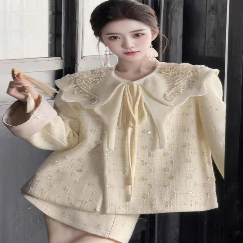 其他100%高级感重工新中式国风小香风时尚套装女秋冬名媛气质毛呢