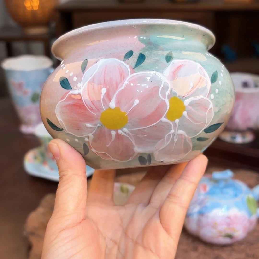 景德镇手绘高温釉下彩陶瓷茶具