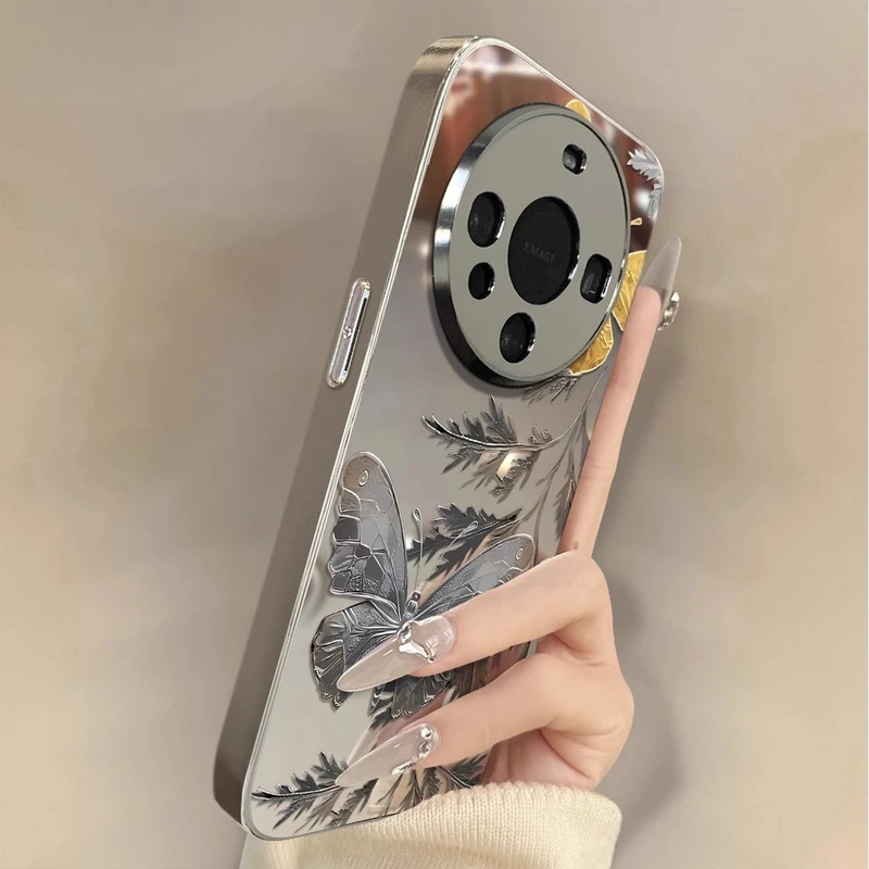 枯叶蝴蝶适用华为mate70pro手机壳女新款60防摔ins高级感轻奢配件