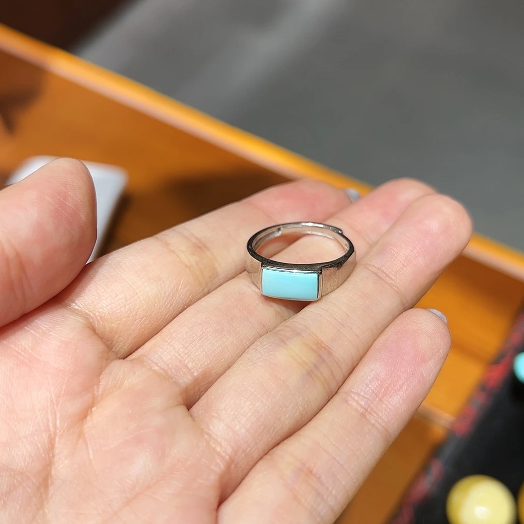 绿松石戒指银S925镶嵌山****曦