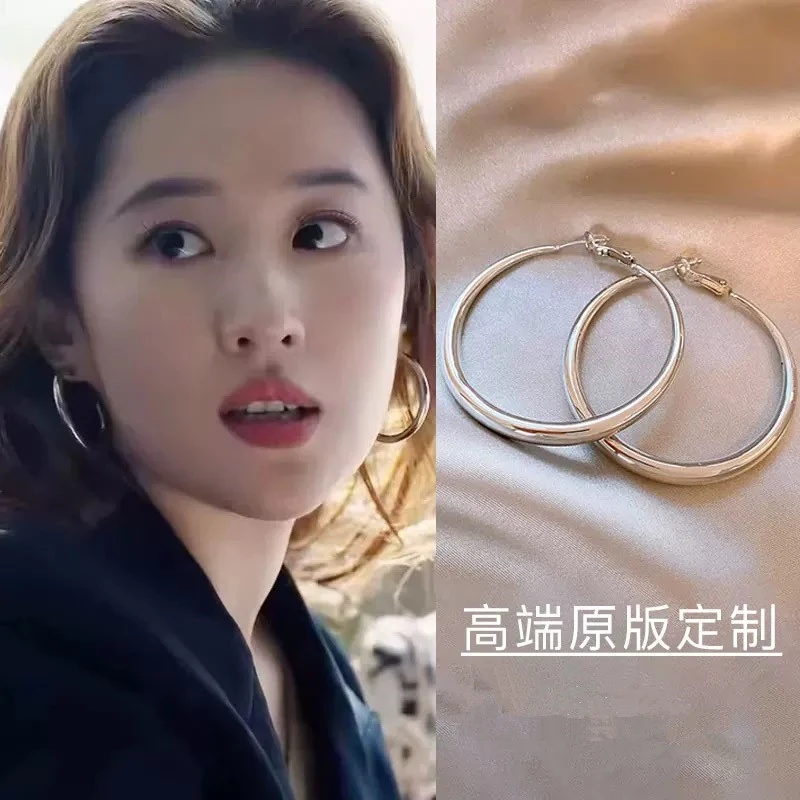 铜合金合成锆石耳饰  【49号】刘亦菲明星同款素圈网红时尚欧美耳环