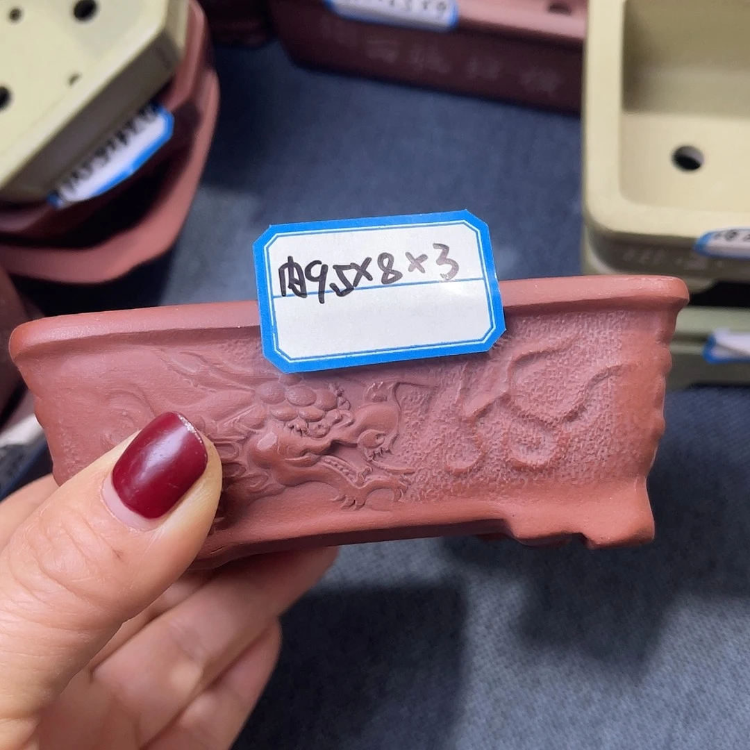 精选紫砂长方马槽盆景盆