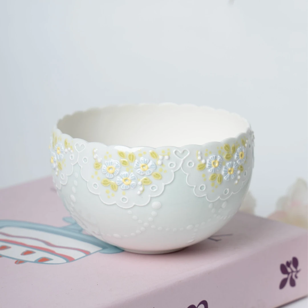 夏兜 | 薄荷绿小蓝花蕾丝蛋杯