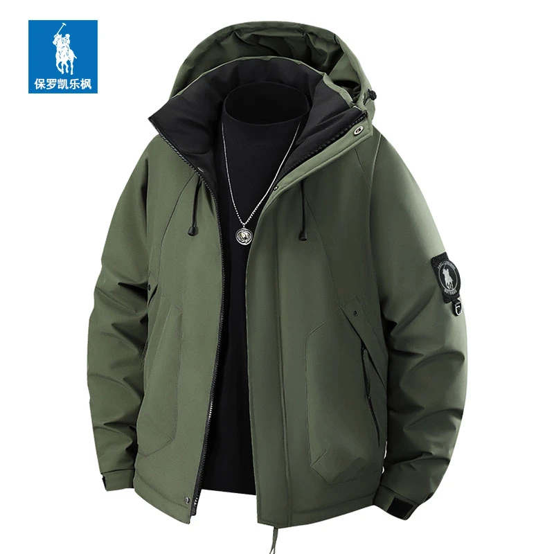 保罗凯乐枫秋冬新款男士工装棉衣外套户外防风防水棉服冲锋衣夹克