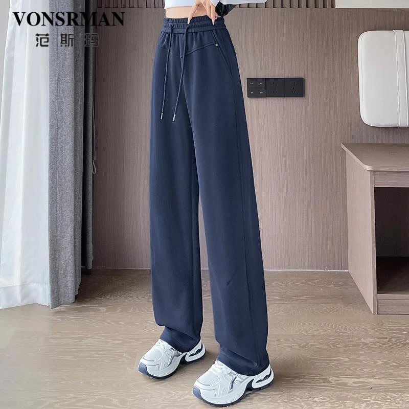 高级感运动香蕉裤女2025春季新款高腰显瘦直筒宽松百搭学生阔腿裤