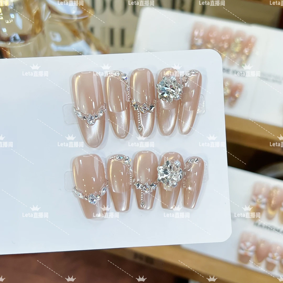 【桃之夭夭】纯手工穿戴甲美甲贴片可拆卸指甲贴片10片装