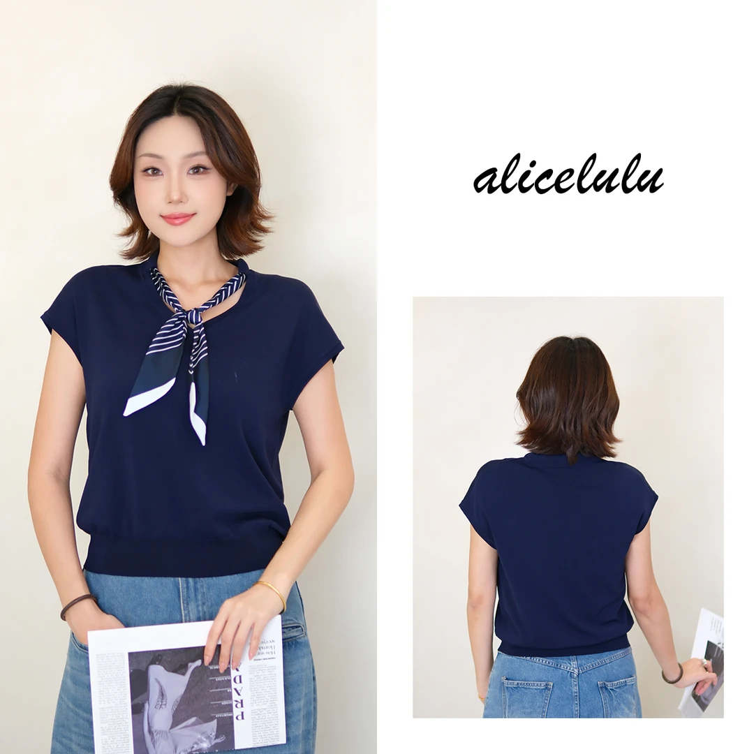 1[alicelulu] 学院风丝巾系带莱赛尔毛针织衫柔软亲肤 S2143765L