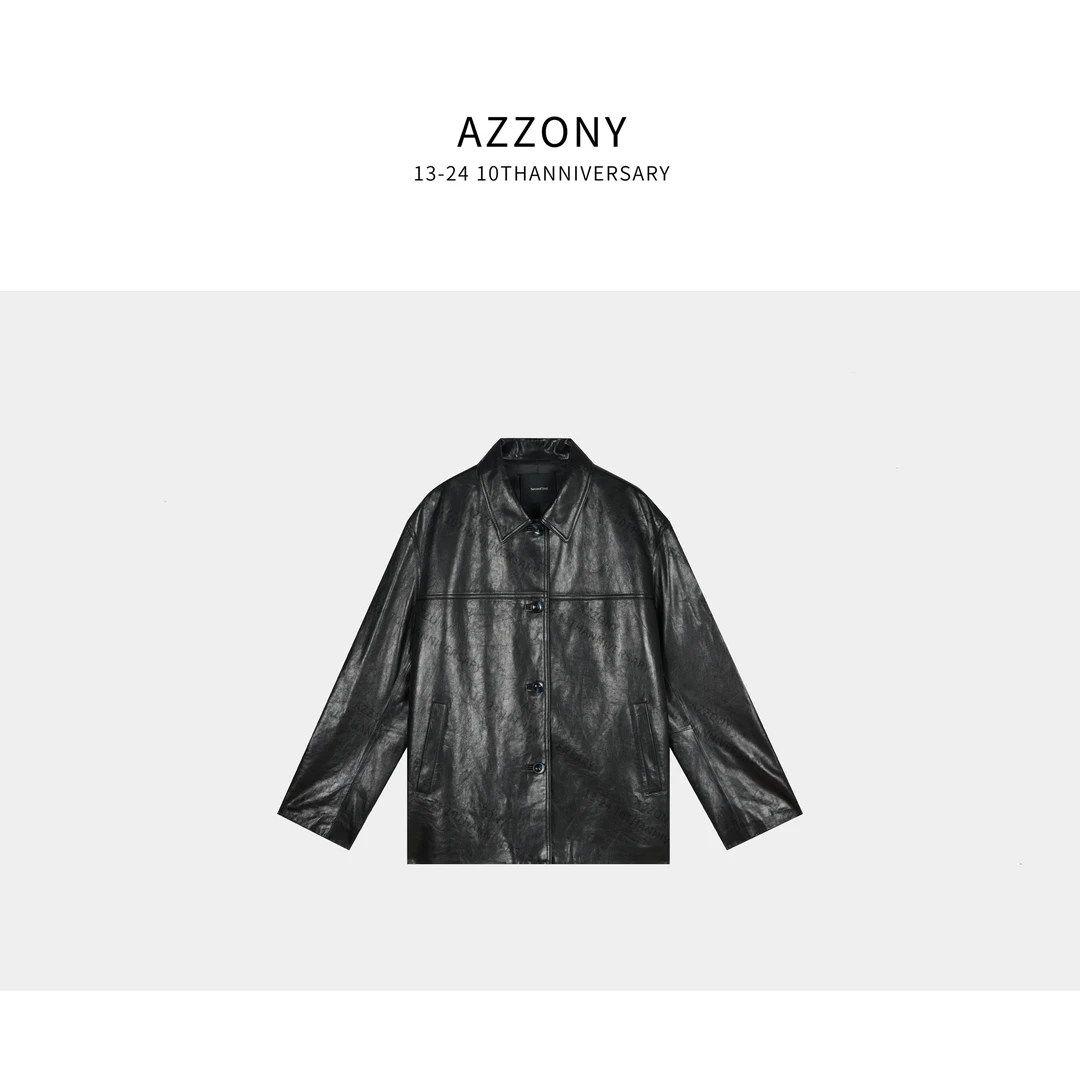 AZ-XJ 斜插口袋皮衣外套 WFJ6001 新款NEW