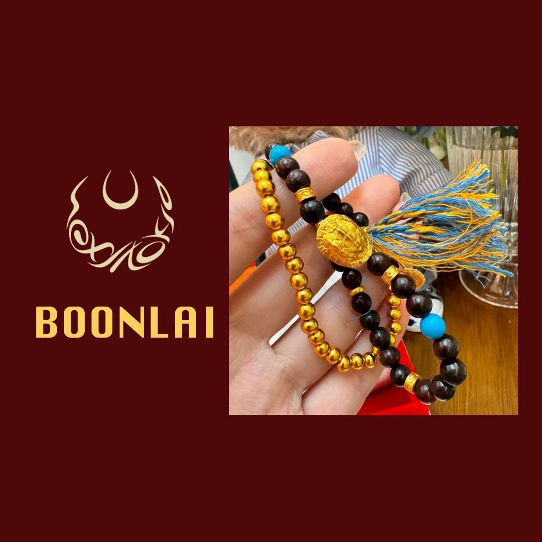 铜合金手链 Boonlai 黄色甲壳拼黑色珠珠手串1446