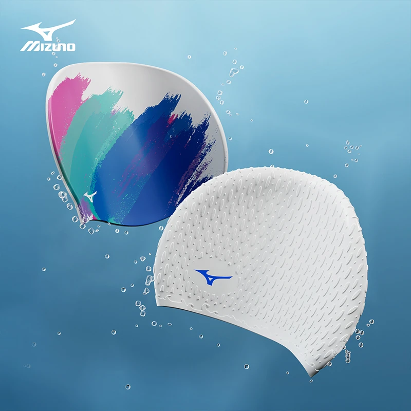 美津浓泳帽防水不勒头大号长发大头围时尚游泳帽女款男款游泳装备