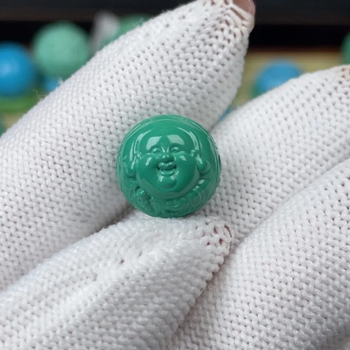 高瓷深绿13mm财迷圆珠