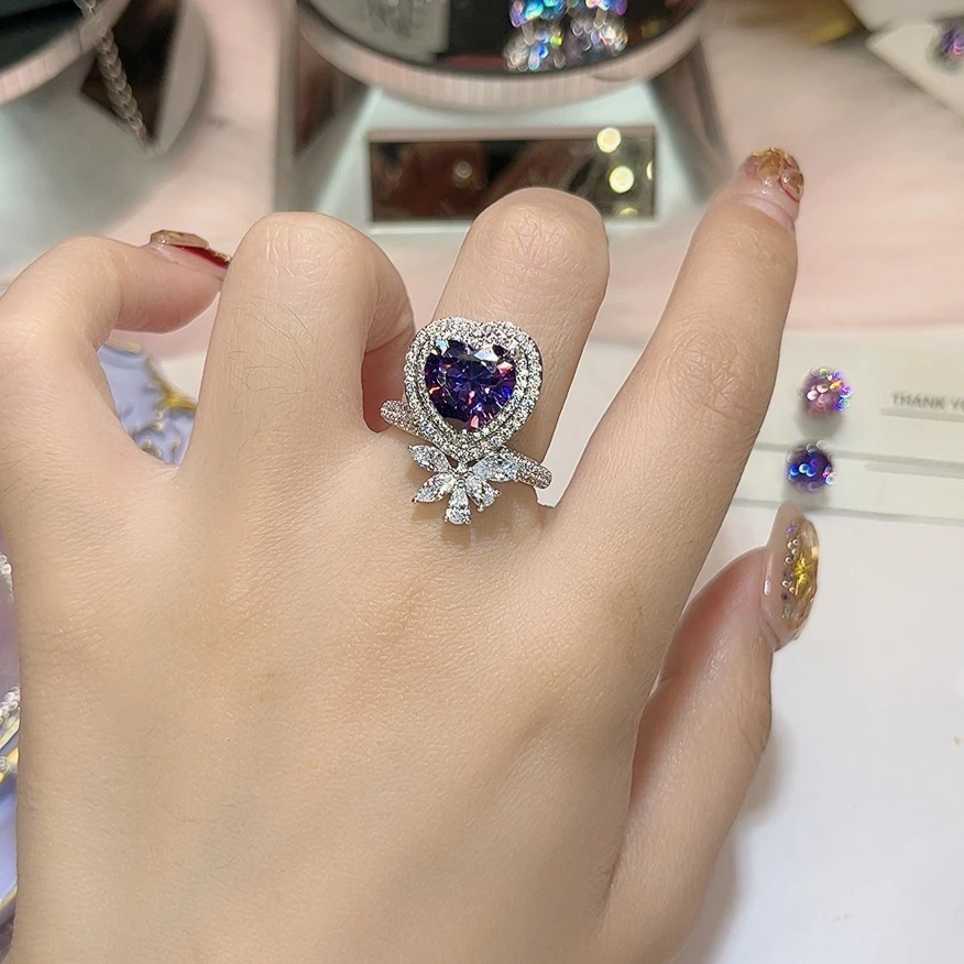 非金属莫桑石戒指 0113海洋之心戒指