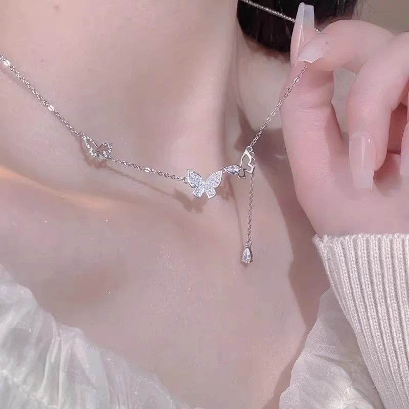 999纯银蝴蝶项链2025新款爆款高级感小众锁骨链生日礼