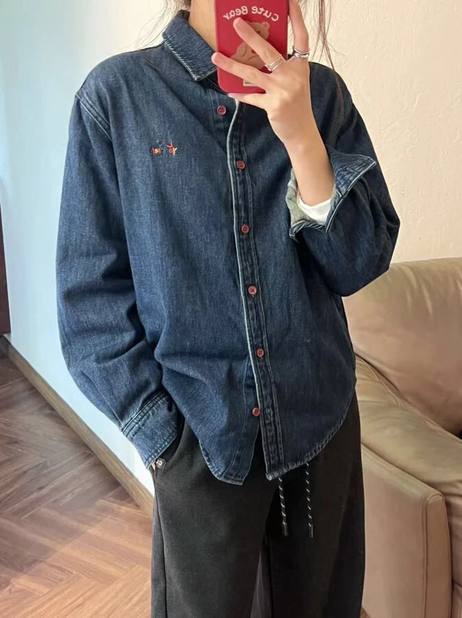 冬季磨毛牛仔衬衣6688