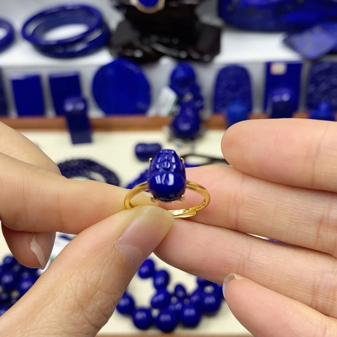 青金石戒指银S925镀金镶嵌用****7