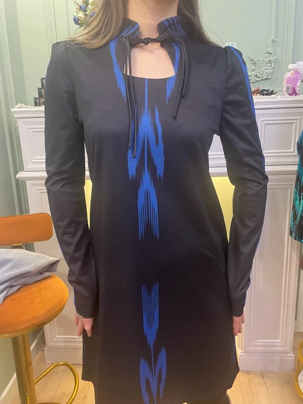 elmoda 新款和田艾特莱斯图案连衣裙