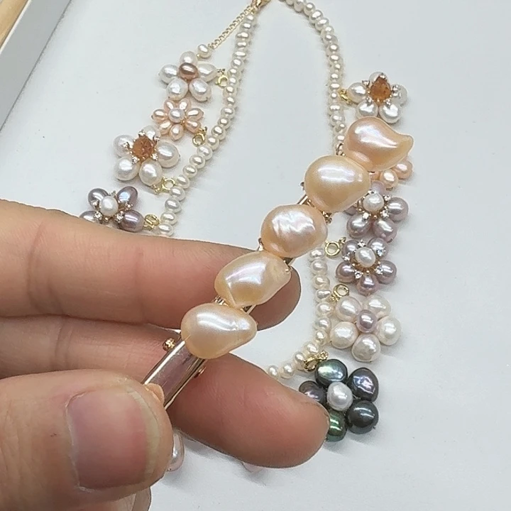 淡水珍珠发饰银S925镶嵌