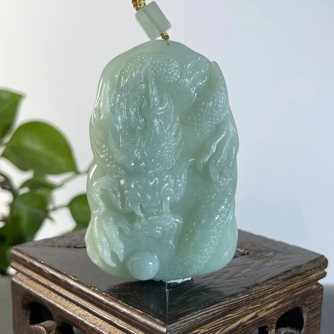 JGB17-139 天然缅甸A货翡翠  龙牌