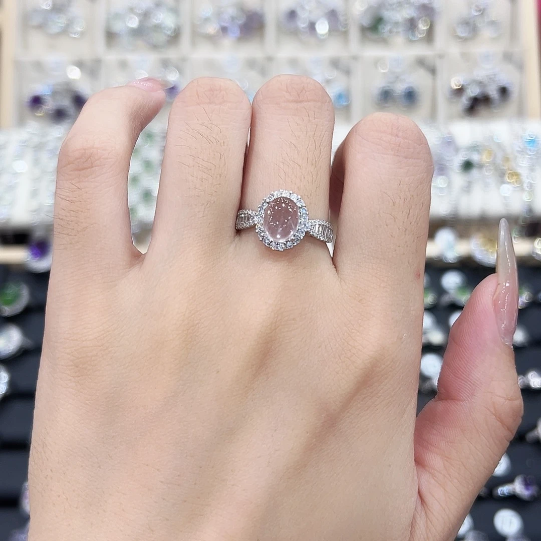 银S925镶嵌岫玉戒指