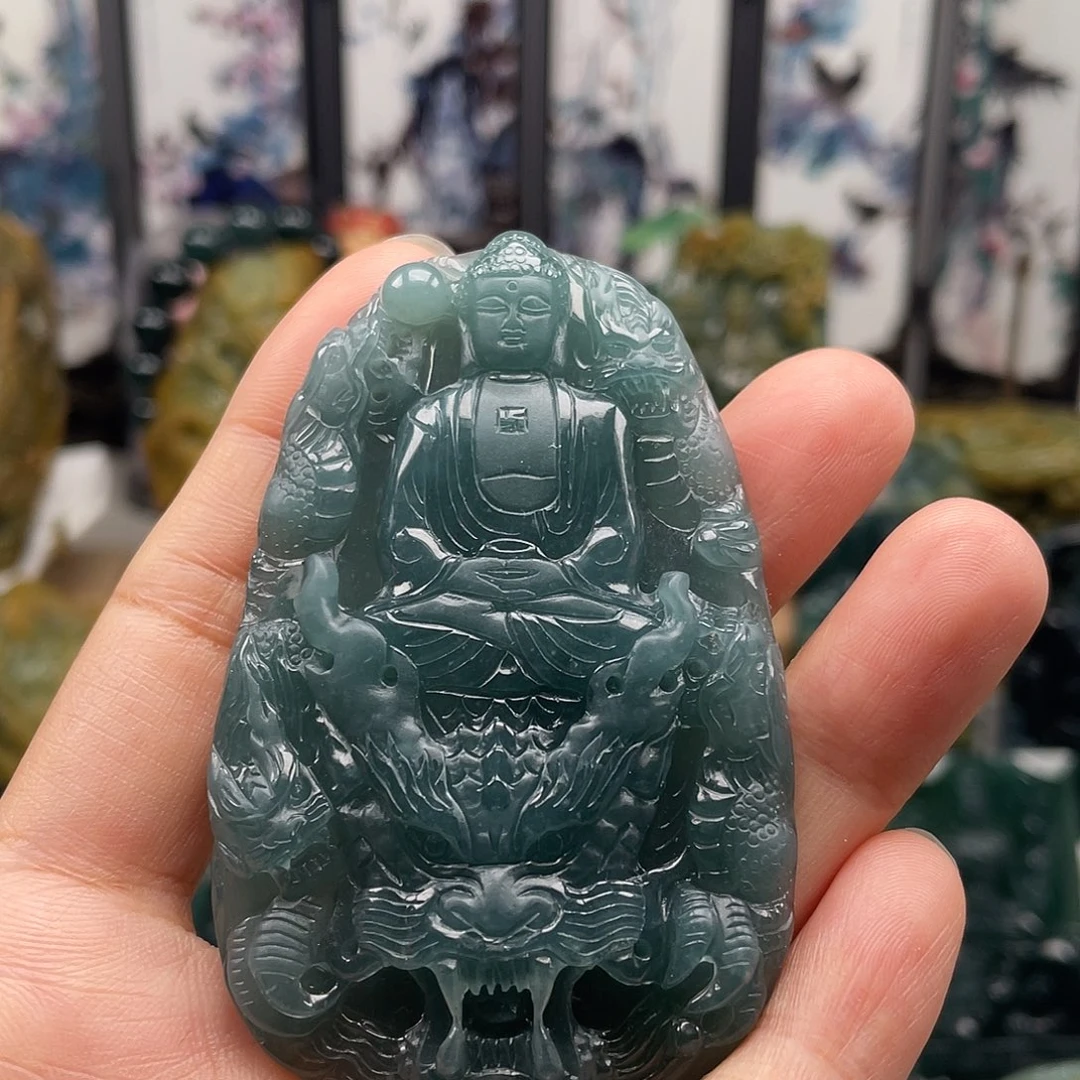 翡翠未镶嵌颈饰天然翡翠a货九龙大日