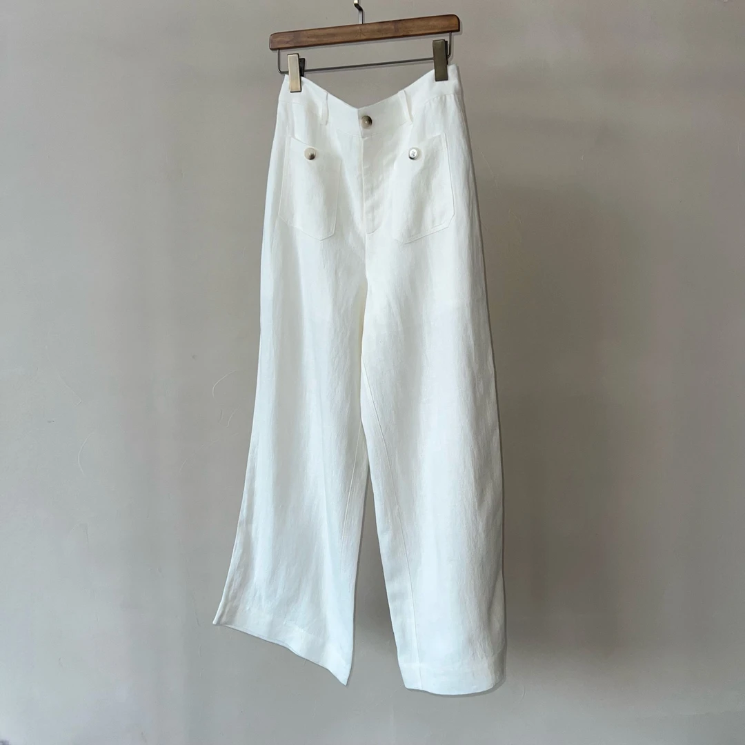 既是JISHI早春新品【高克重纯亚麻双口袋亚麻长裤】直筒裤阔腿裤