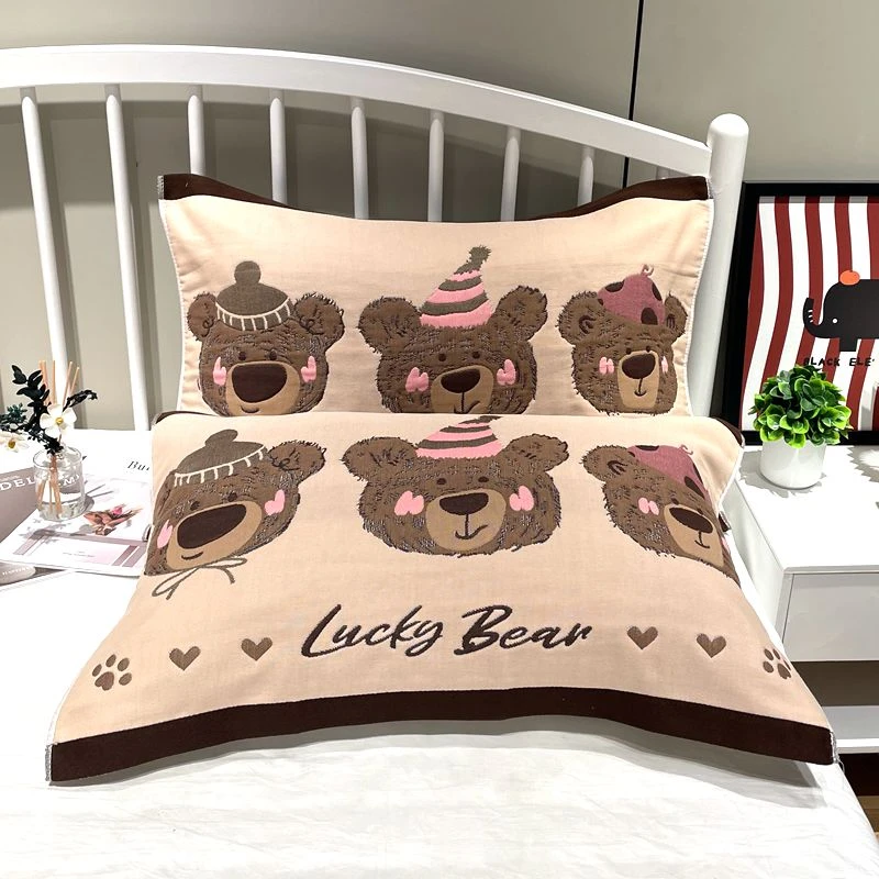 纯棉八层加厚纱布枕巾一对柔软透气家用宿舍情侣单成人全棉枕头巾