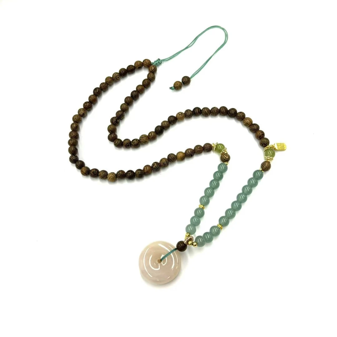 【符老板w】y2521-国风气质款和田玉平安扣DIY毛衣链-赠礼盒