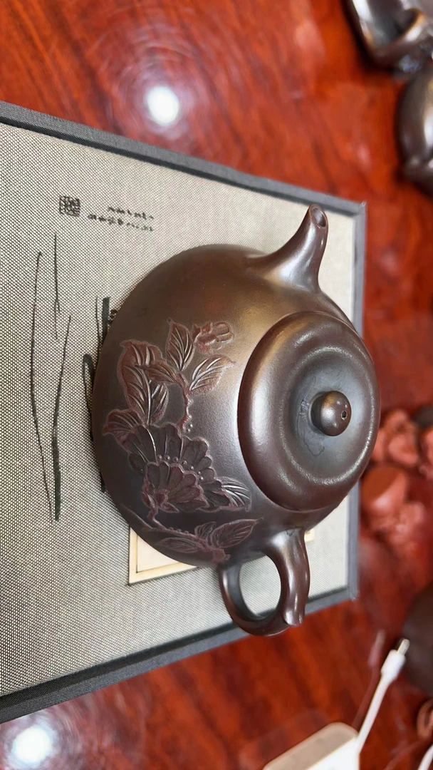 DT1096花开富贵纳瓢古红泥[琦]全手工紫砂壶