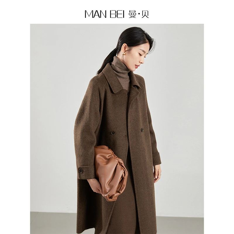 【女装优选】曼·贝冬款女装极简老风双面呢大衣8484024