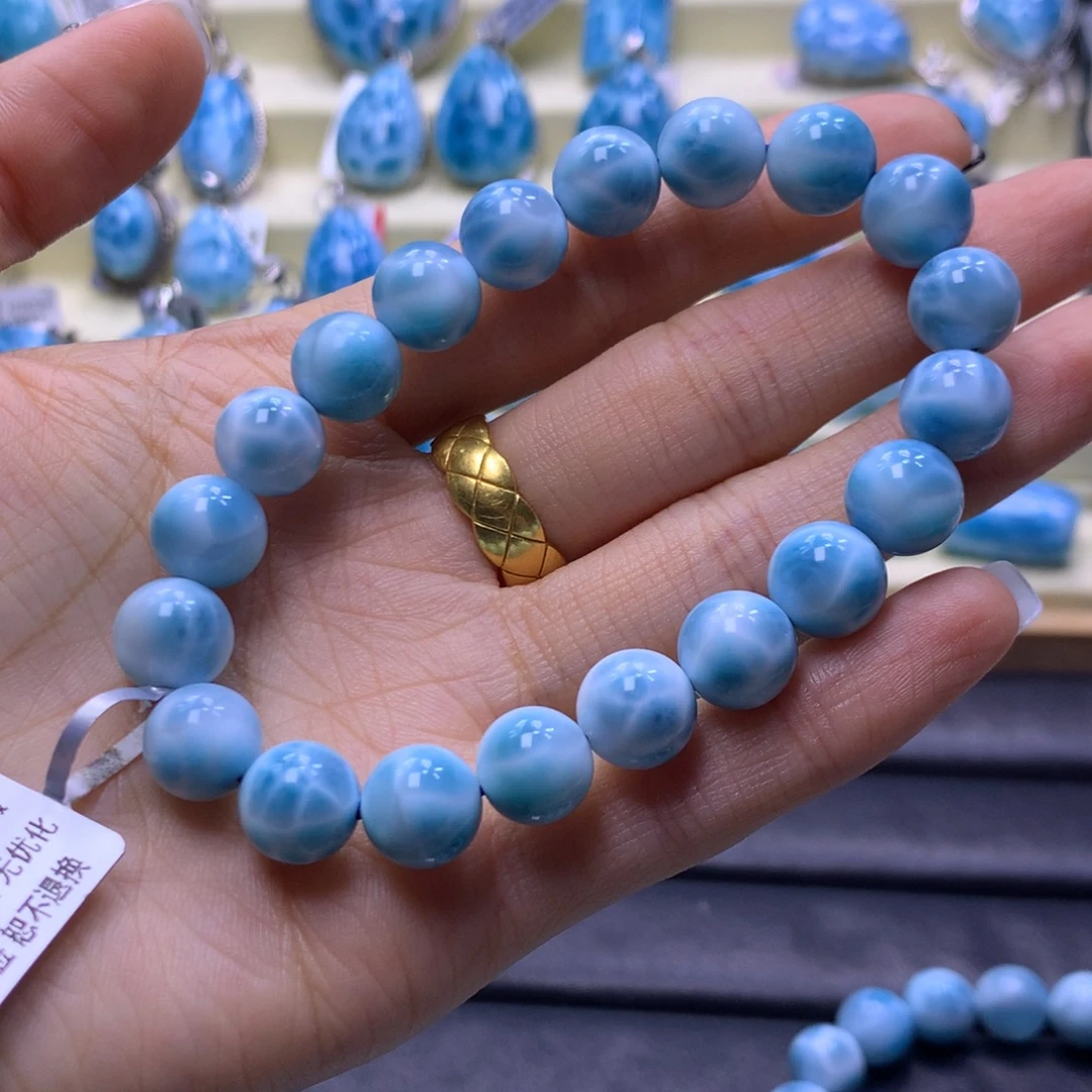 针钠钙石（海纹石）未镶嵌手串精品10m色差略异