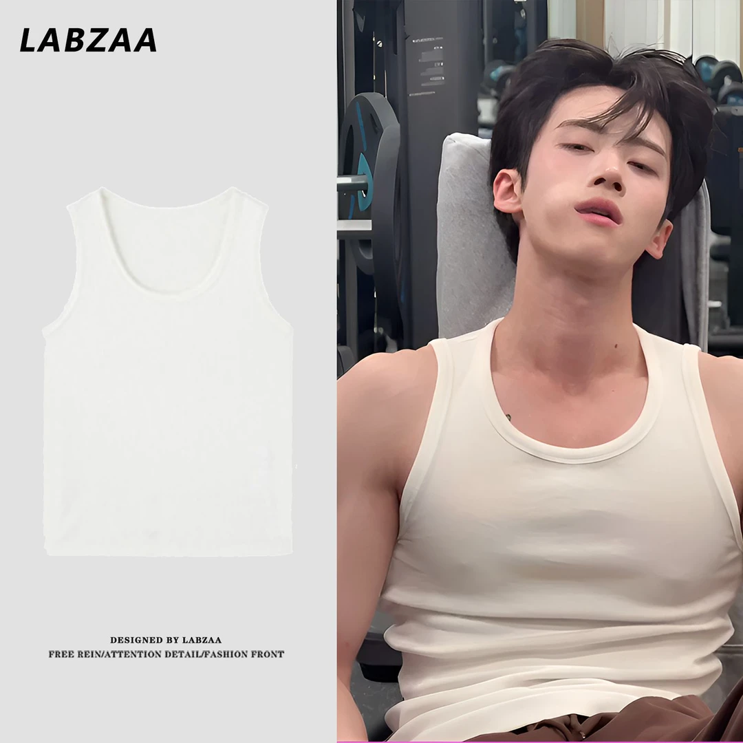 labzaa美式简约休闲运动夏季无袖背心男夏季潮牌百搭宽松纯色