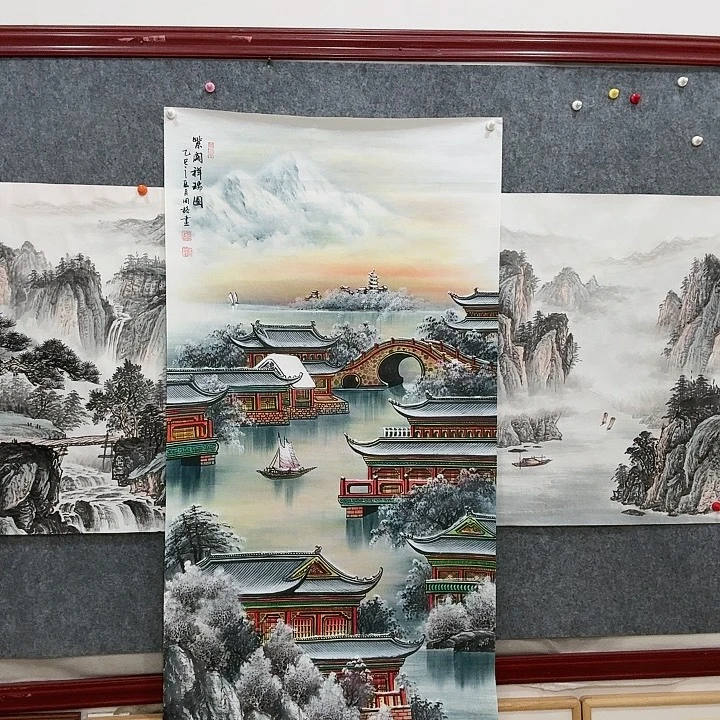 国画手绘国画紫阁祥瑞图