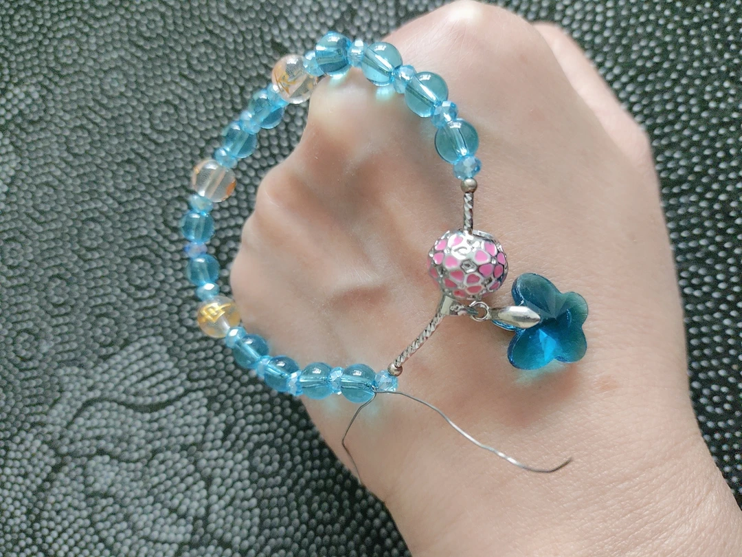 新娘手腕花蓝水晶蝴蝶吊坠蓝水晶手镯生肖三合六合猴鼠龙申子辰