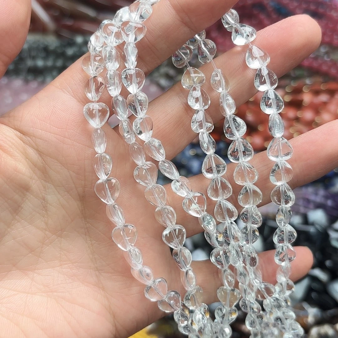 玛瑙/玉髓未镶嵌珠宝半成品卡8白水晶爱心一条